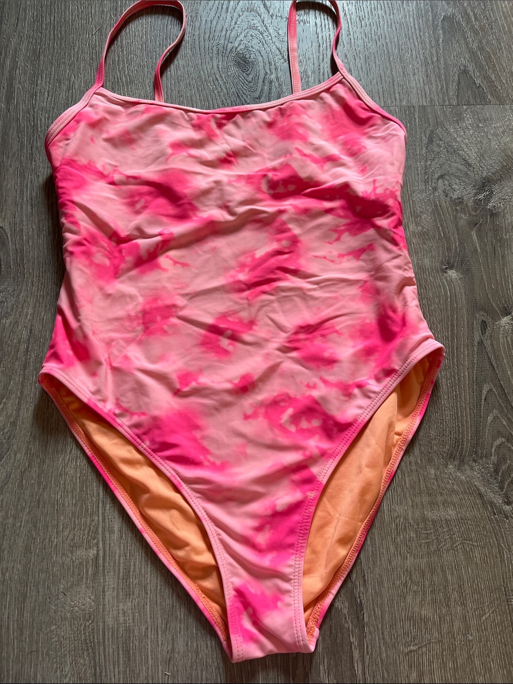 Women’s Pink Tie-Dye One-Piece Swimsuit with Slim Straps